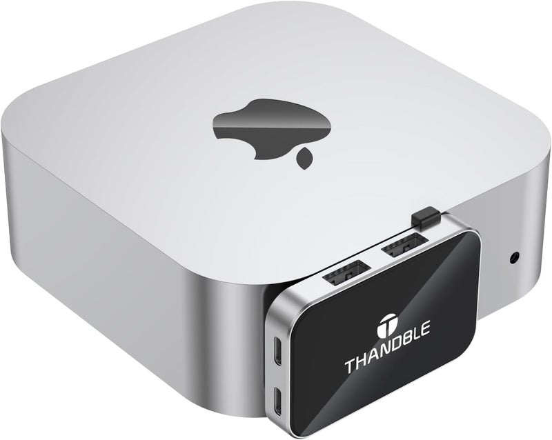 THANDBLE Mac mini M4 Dock & Hub, 6 in 1 Mac mini Hub with 2*USB-A 2*USB-C 10Gbps 3.2 Gen2 Port, SD/TF 170M/s Card Reader, High-Speed Data Transfer Support for Office, Design, Creation, Hanging Stand - Image 1