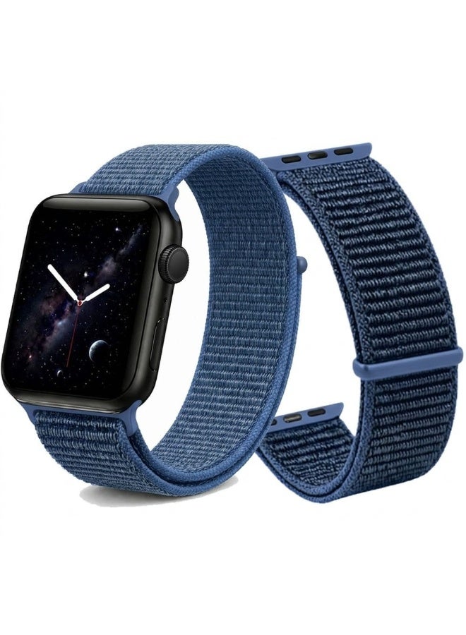 CATANES Breathable Nylon Sport Loop Band Compatible with Apple Watch 44mm 45mm 46mm 49mm for Women Men, iWatch Wrist Straps for Ultra 3 2, Se, Series 11 10 9 8 7 - blue - Image 2