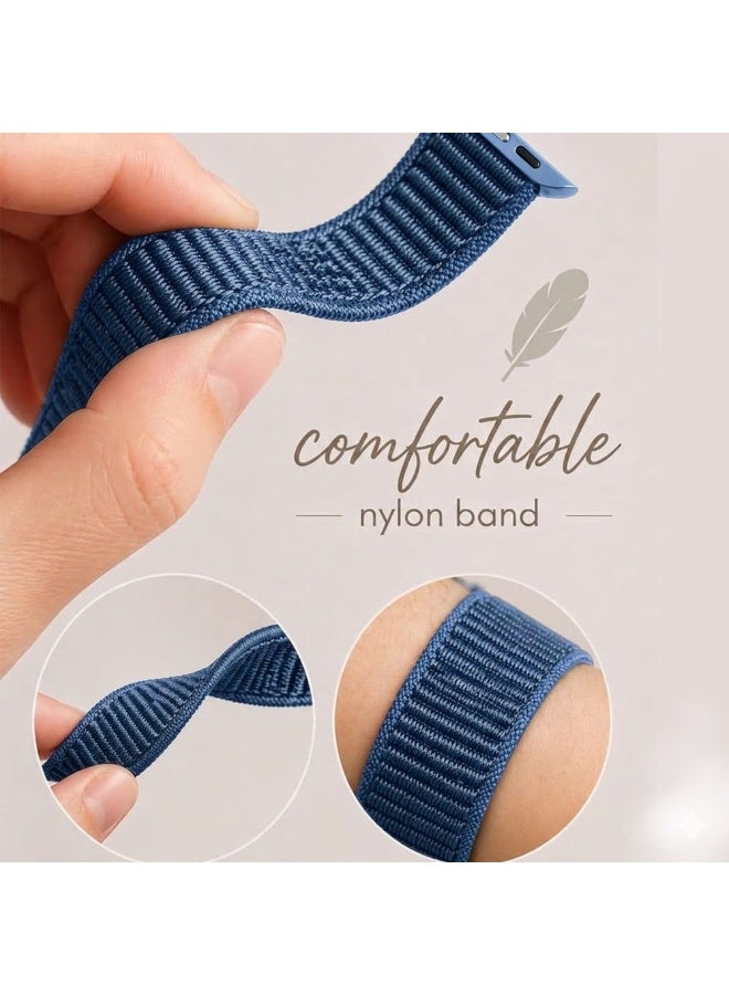 CATANES Breathable Nylon Sport Loop Band Compatible with Apple Watch 44mm 45mm 46mm 49mm for Women Men, iWatch Wrist Straps for Ultra 3 2, Se, Series 11 10 9 8 7 - blue - Image 4