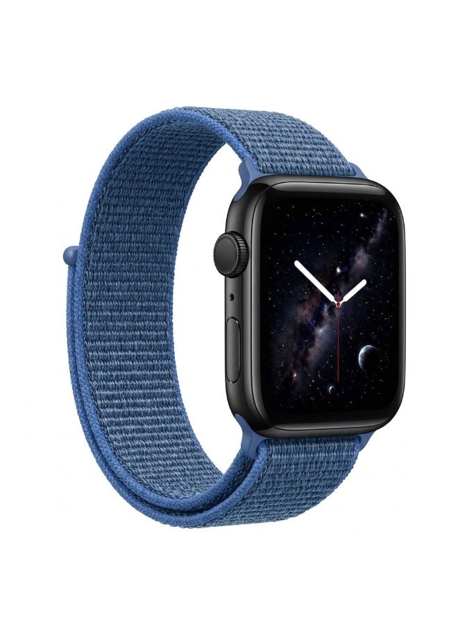 CATANES Breathable Nylon Sport Loop Band Compatible with Apple Watch 44mm 45mm 46mm 49mm for Women Men, iWatch Wrist Straps for Ultra 3 2, Se, Series 11 10 9 8 7 - blue - Image 1