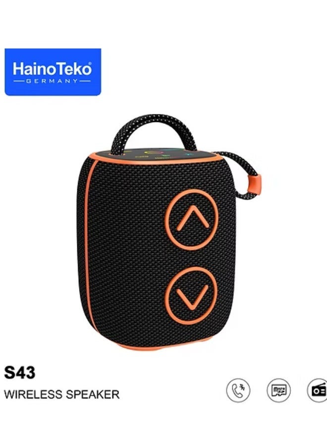 Haino Teko Haino Teko Germany S43 Portable Bluetooth Speaker – Compact Wireless Speaker with Easy Button Control and Dynamic RGB Lighting Effects – High-Quality Sound Performance in Sleek Black Finish – Perfect for Indoor and Outdoor Use with Long Battery Life - Image 4