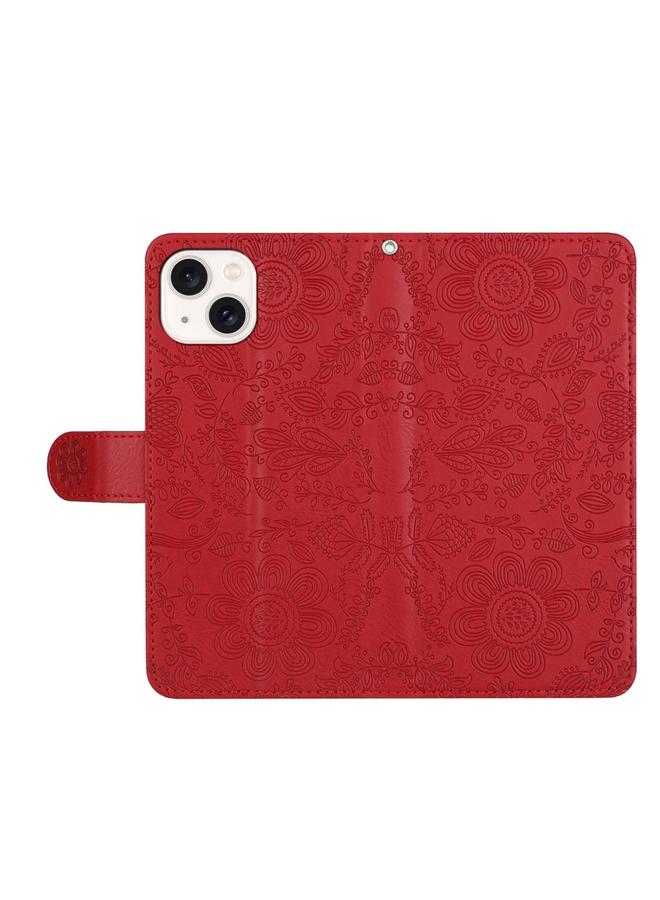 Zaboon Case For iPhone 13 mini Floral Embossed Pattern Leather Phone Case - Image 5
