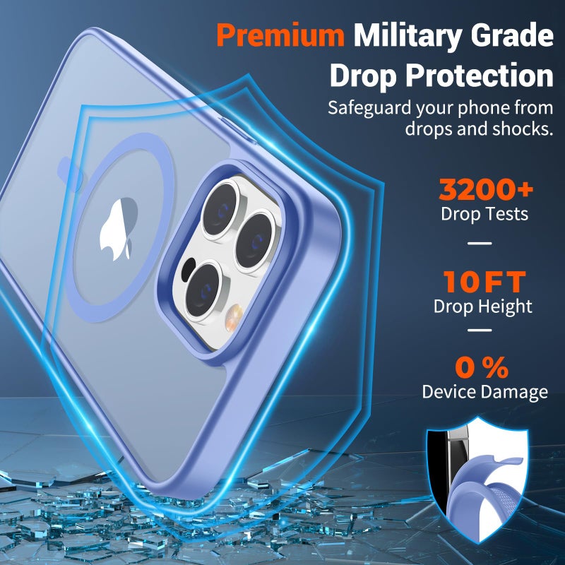 SUPFINE Magnetic for iPhone 14 Pro Max Case (Compatible with MagSafe) (Military Grade Drop Protection) Slim Translucent Matte Shockproof with Anti-Fingerprint Phone Case,Blue Purple - Image 3