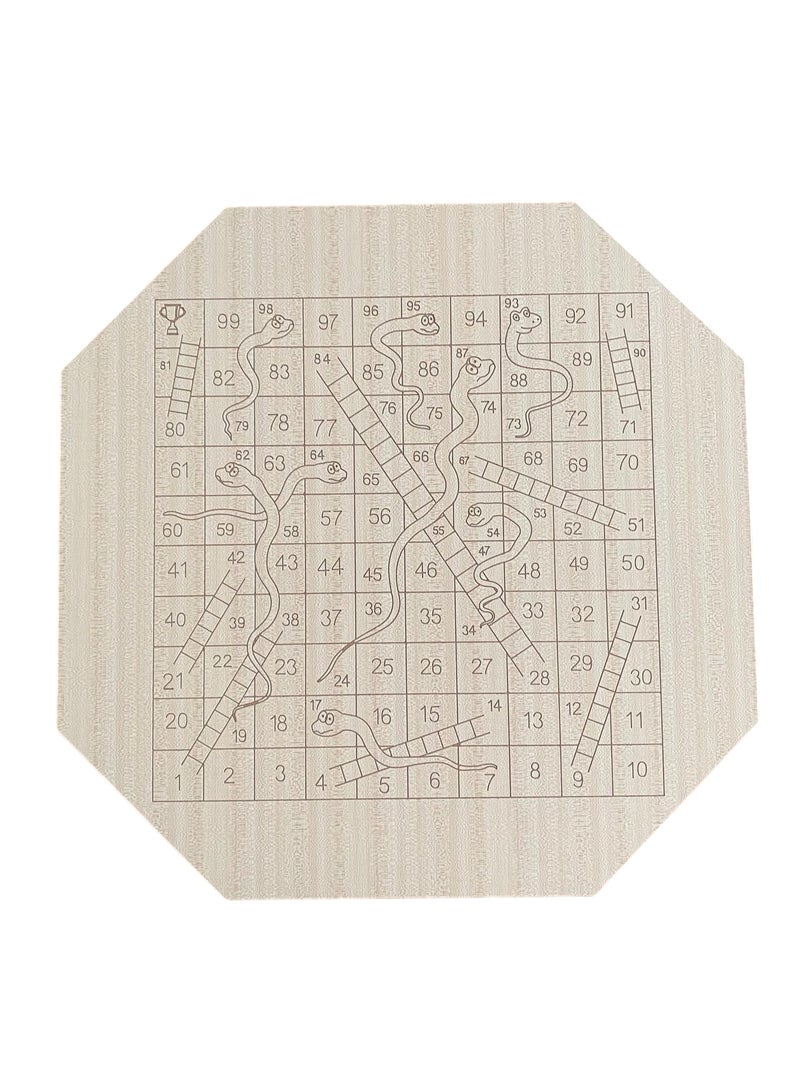 JACKAROOJOKER Jackaroo Joker Double-Sided Wooden Board Game Set, Jackaroo 4-Player and Snakes & Ladders, with Marbles, Cards, Pawns, Dice, Bag - Image 3