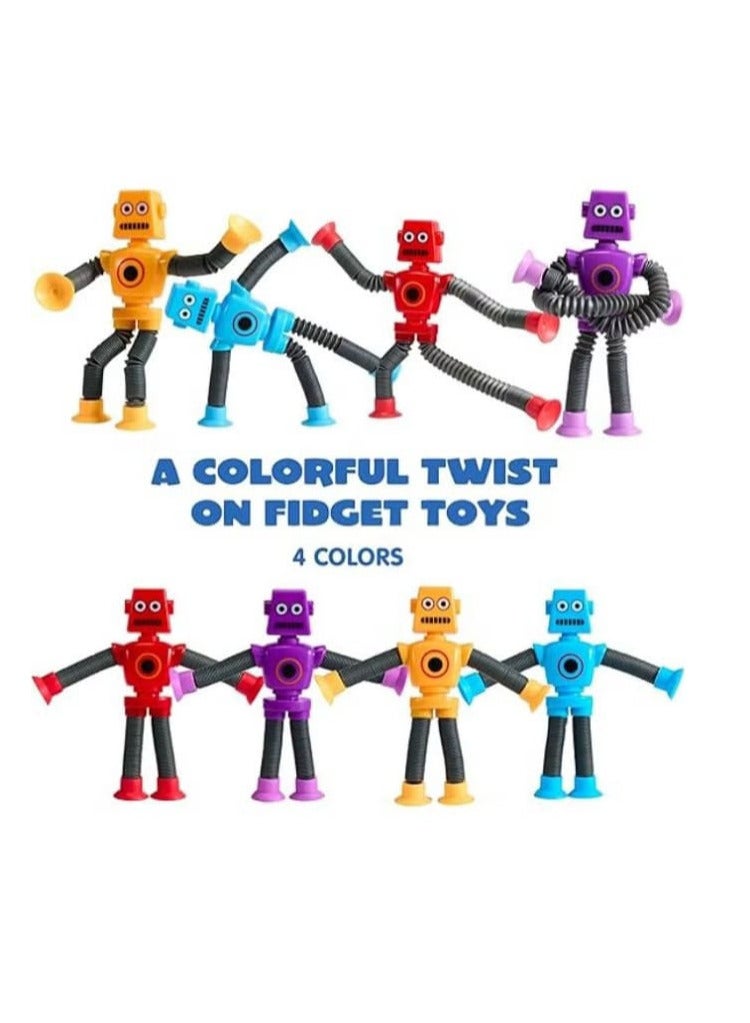JOYIN 4 قطع من أنابيب البوب ​​وأكواب الشفط وألعاب الروبوت، هدايا حسية لمرضى التوحد وألعاب فيدجيت للأطفال الصغار والأولاد والبنات من سن 3 إلى 10 سنوات هدايا حفلات أعياد الميلاد وجوائز السفر والفصل الدراسي للأطفال - Image 2