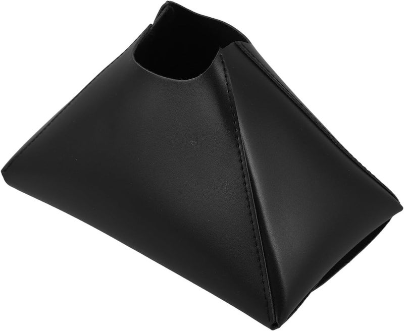 Pu Synthetic Leather Tissue Box Cover, Decorative Tabletop Napkin Holder for Bathroom and Car, Black Contemporary Tissue Organizer for Office and Nightstand - Image 1