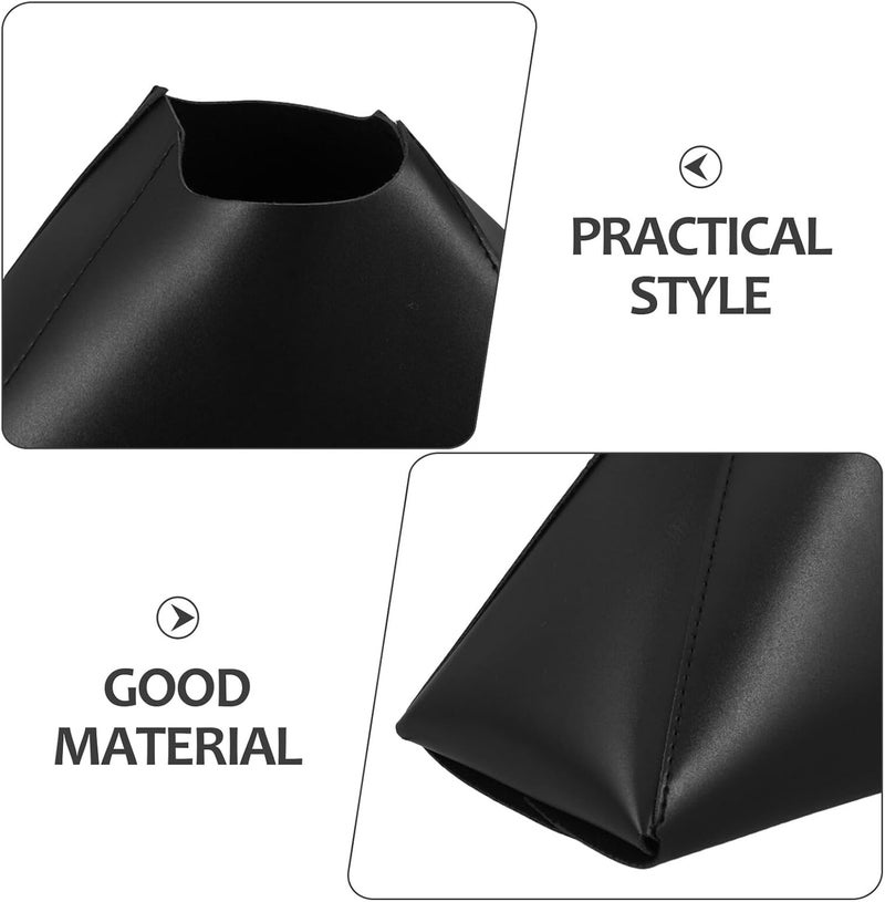 Pu Synthetic Leather Tissue Box Cover, Decorative Tabletop Napkin Holder for Bathroom and Car, Black Contemporary Tissue Organizer for Office and Nightstand - Image 3