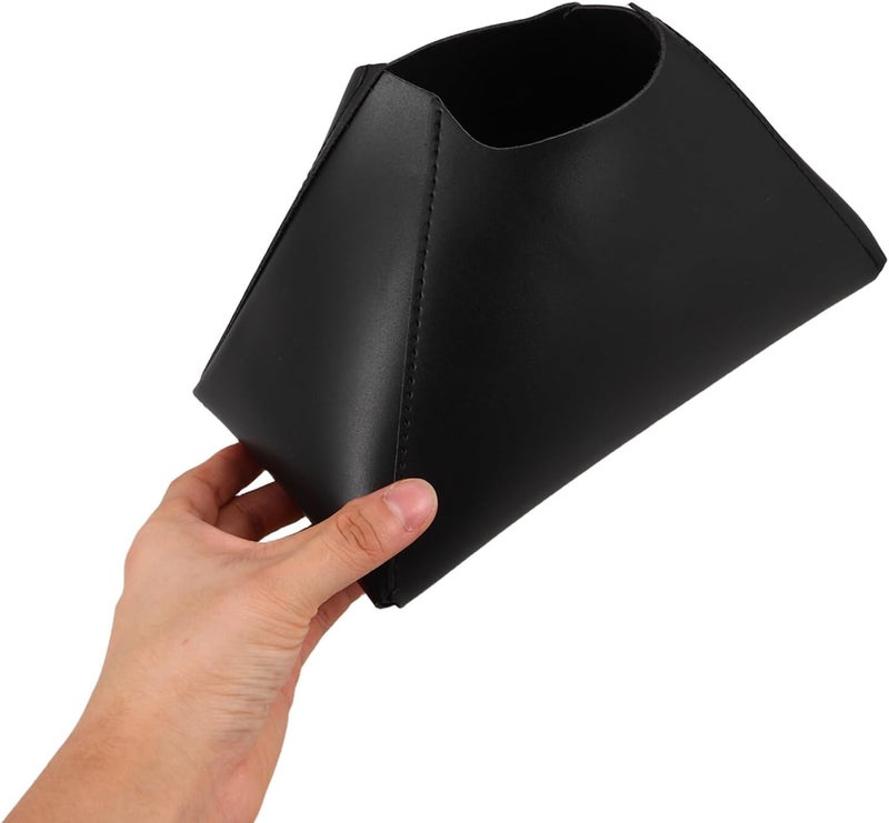 Pu Synthetic Leather Tissue Box Cover, Decorative Tabletop Napkin Holder for Bathroom and Car, Black Contemporary Tissue Organizer for Office and Nightstand - Image 4