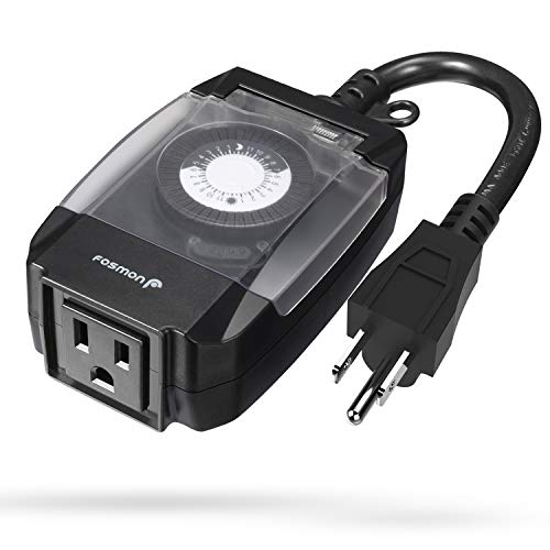 Fosmon Outdoor Light Timer Outlet Waterproof, 24 Hour Plug in Mechanical Pool Pump Timer Weatherproof, 3-Prong, Grounded, Heavy Duty, 15A 1/2HP - Image 1