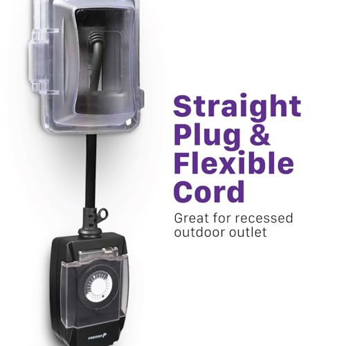 Fosmon Outdoor Light Timer Outlet Waterproof, 24 Hour Plug in Mechanical Pool Pump Timer Weatherproof, 3-Prong, Grounded, Heavy Duty, 15A 1/2HP - Image 4