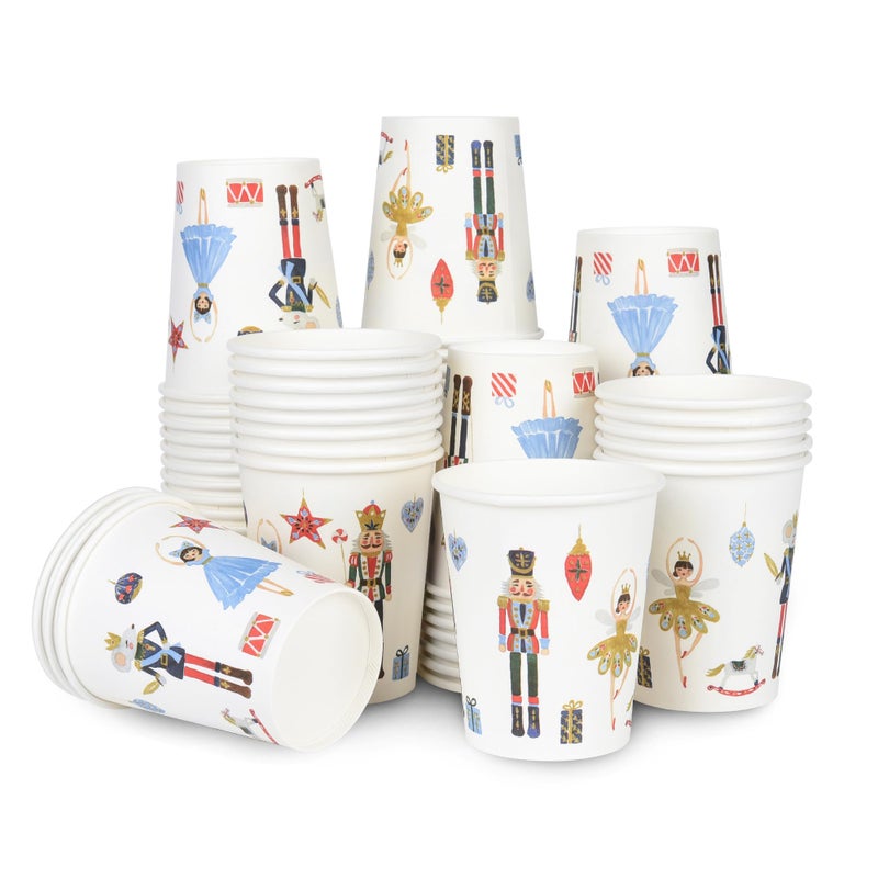 Elyxio 100Pcs Nutcracker Paper Cups Christmas 9oz Disposable Party Cups Watercolor Holiday Soldier Fairy Drinking Cups for Hot Cold Beverage Coffee Tea Xmas Winter Birthday Party Supplies - Image 2