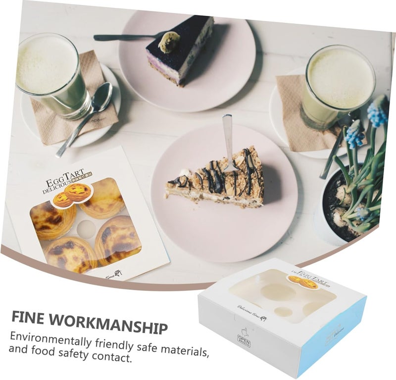 25pcs Egg Tart Packaging Boxes with Inner Tray Window Bakery Dessert Storage Containers for Baking and Takeout - Image 3