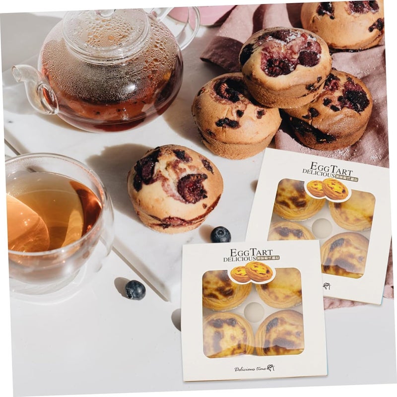 25pcs Egg Tart Packaging Boxes with Inner Tray Window Bakery Dessert Storage Containers for Baking and Takeout - Image 5