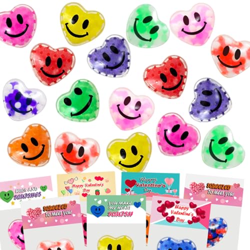Cherislpy 24 Pack Valentines Day Gifts Cards with Heart Stress Balls Squishy Squeeze Toys Great for Valentines Party Favors Valentines Day Gifts - Image 5