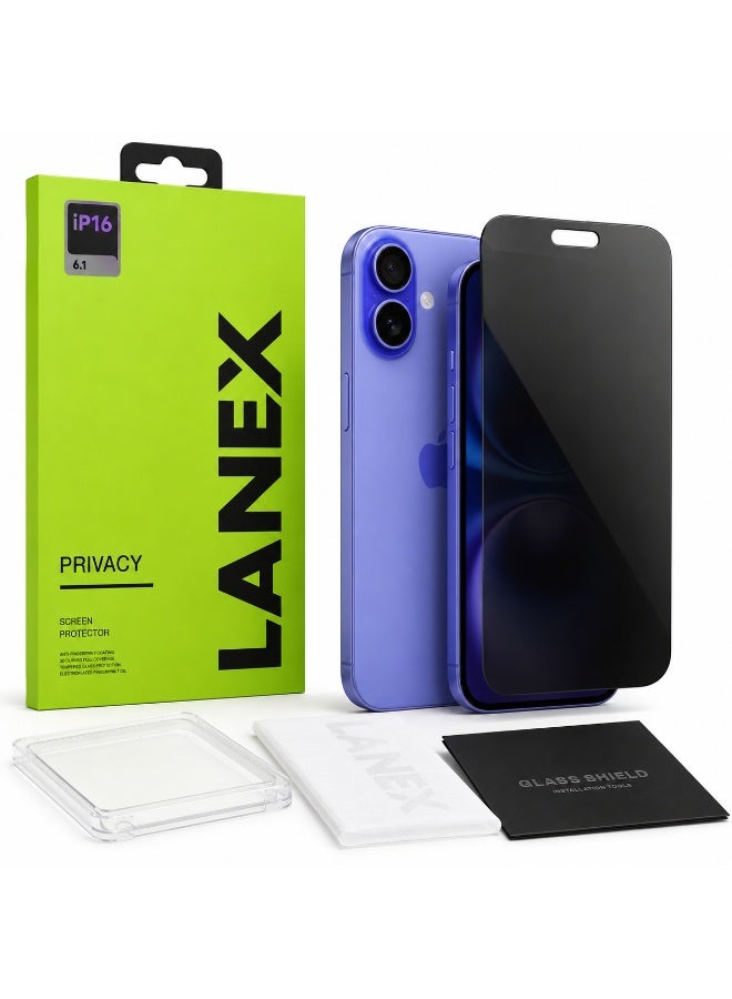 LANEX Anti-Spy Privacy Tempered Glass Screen Protector for iPhone 16 6.1-Inch with Alignment Tray and Oleophobic Coating - Image 5