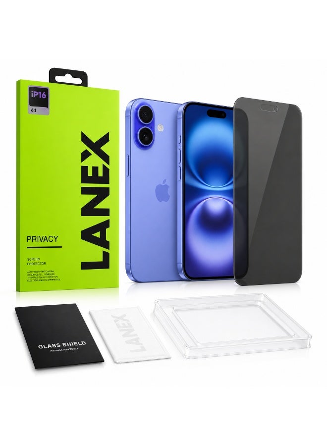LANEX Anti-Spy Privacy Tempered Glass Screen Protector for iPhone 16 6.1-Inch with Alignment Tray and Oleophobic Coating - Image 4