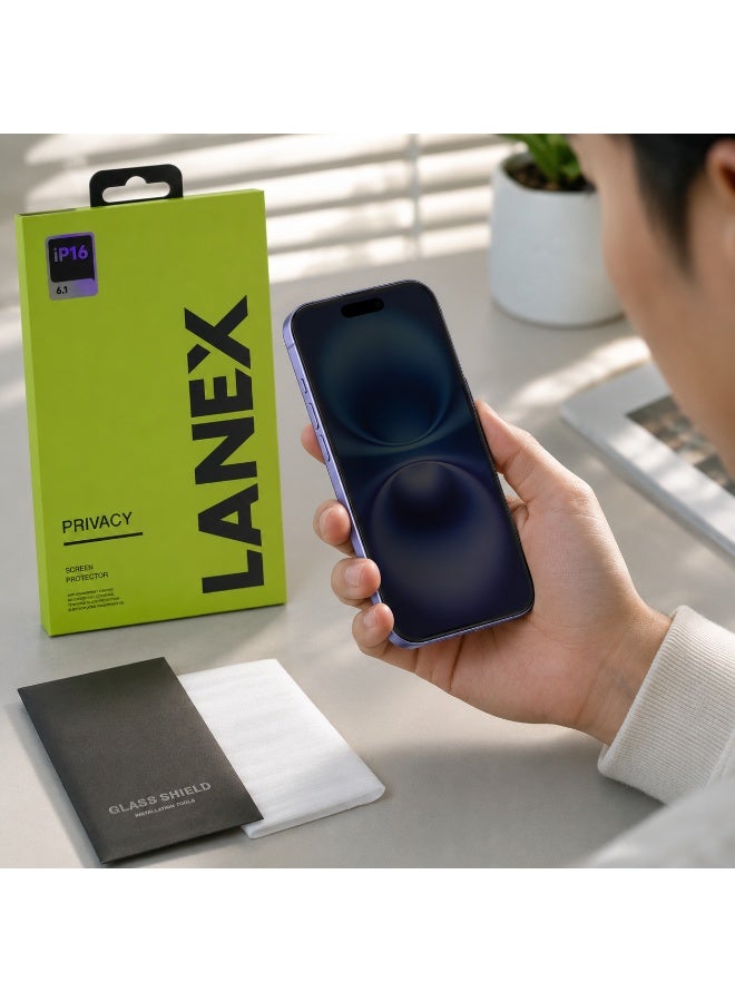 LANEX Anti-Spy Privacy Tempered Glass Screen Protector for iPhone 16 6.1-Inch with Alignment Tray and Oleophobic Coating - Image 2