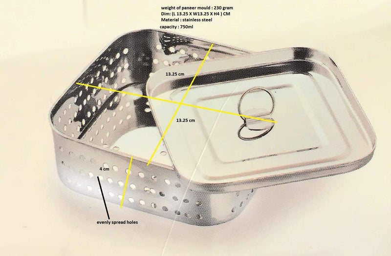 champriti Square paneer Maker Mould Stainless Steel 750 ml Square Shape - Image 3