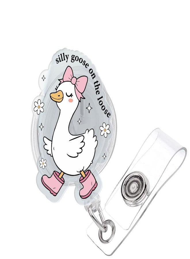963RW Silly Goose On The Loose Badge Reel Retractable ID with Clip, Funny Nurse Badge Holder for Nurse Nursing Student CNA LPN RN MA Doctor Social Worker Gifts - Image 1