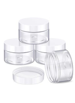 Patelai Patelai 4 Pieces Round Clear Wide-mouth Leak Proof Plastic Container Jars with Lids for Travel Storage Makeup Beauty Products Face Creams Oils Salves Ointments DIY Making or Others (White,1 Ounce)  - Image 1