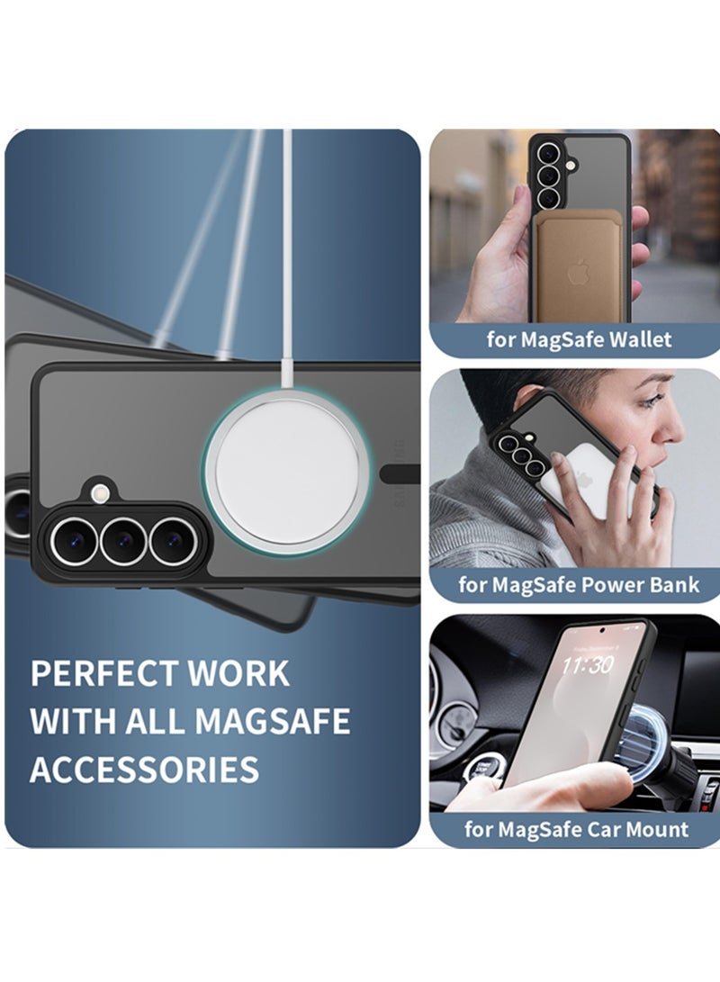 أداندو جراب مغناطيسي قوي لهاتف سامسونج جالاكسي S26 بلس 5G، متوافق مع MagSafe، جراب مغناطيسي متين رفيع وشفاف غير لامع، مقاوم للصدمات، بمواصفات عسكرية (أسود، جالاكسي S26 بلس) - Image 2