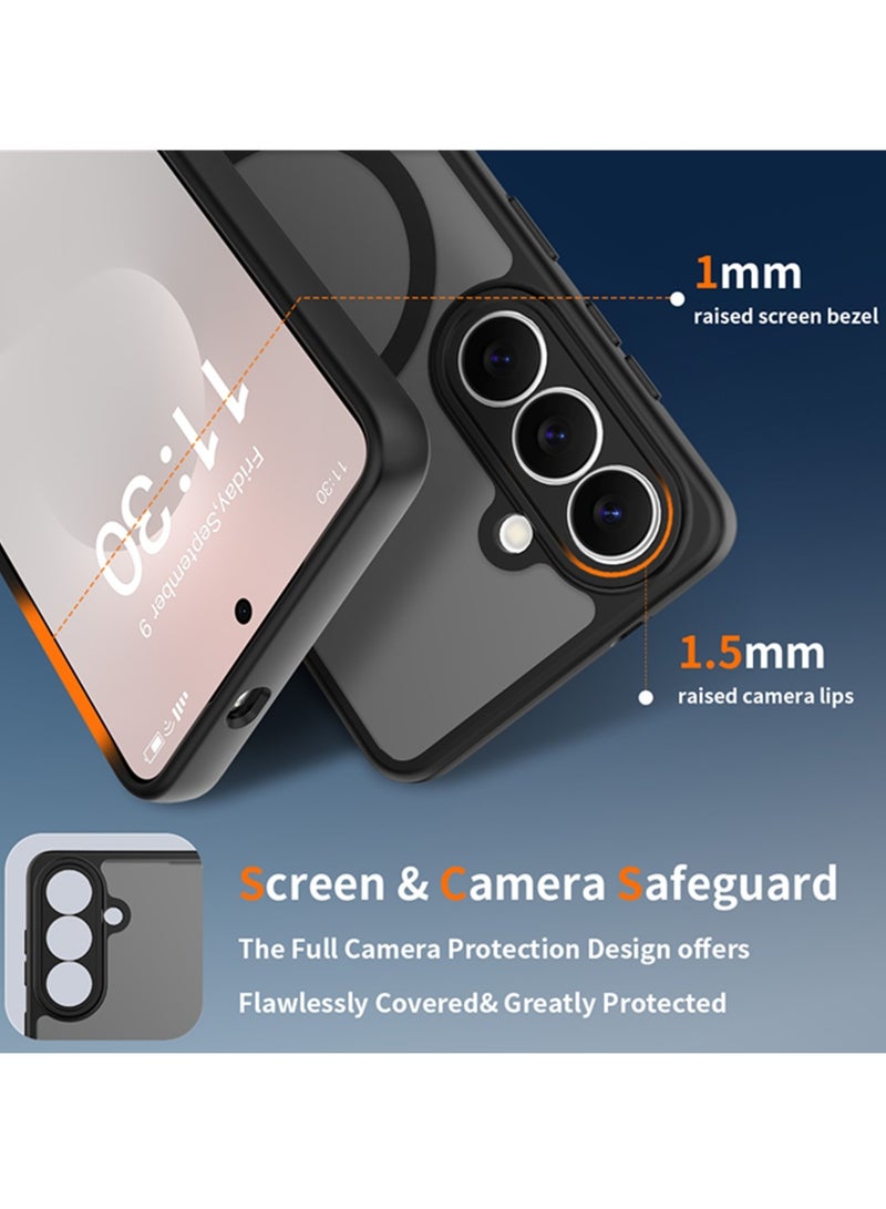 أداندو جراب مغناطيسي قوي لهاتف سامسونج جالاكسي S26 بلس 5G، متوافق مع MagSafe، جراب مغناطيسي متين رفيع وشفاف غير لامع، مقاوم للصدمات، بمواصفات عسكرية (أسود، جالاكسي S26 بلس) - Image 3