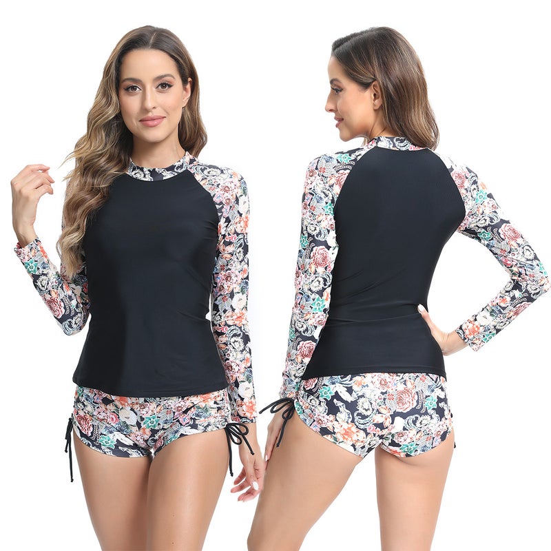 Split Swimsuit Women'S Conservative Long Sleeve Printed Bikini Fashion Vacation Bikini - Image 2