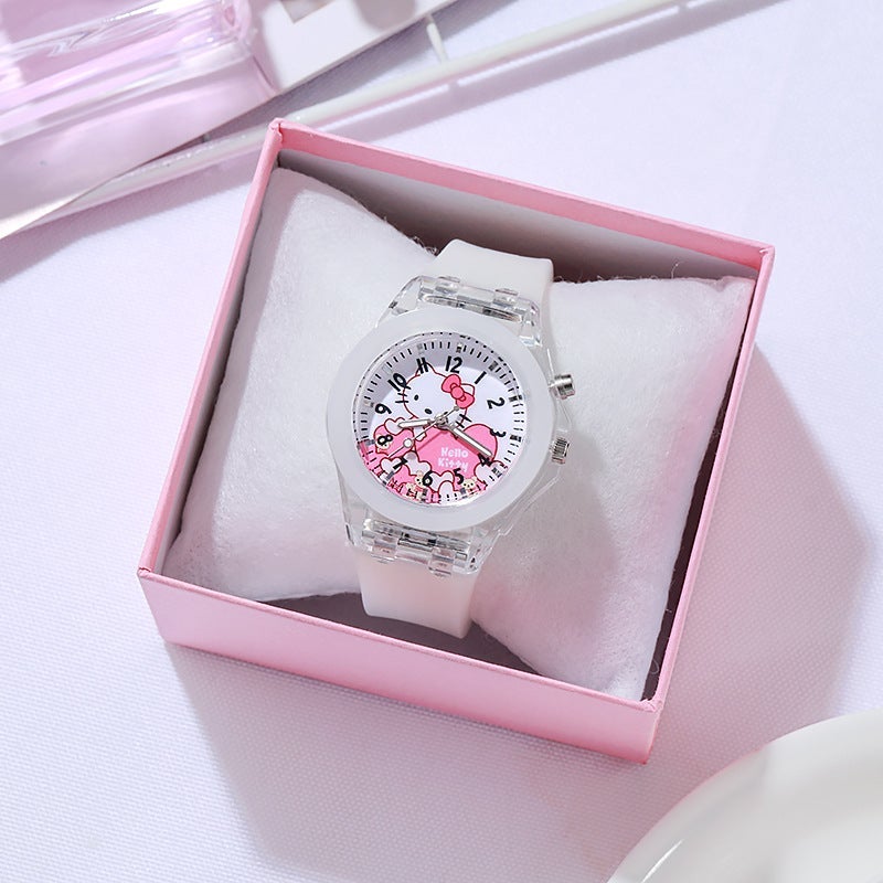 New Cartoon KT Cat Kids Watch LED Luminous White