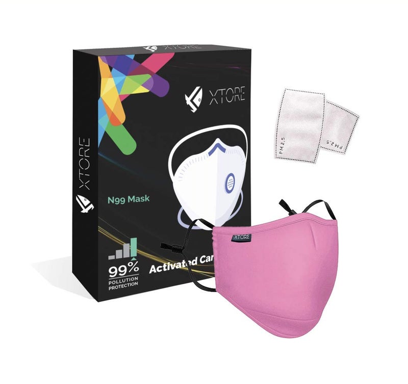 Xtore Certified N99 FDA CE Washable Mask with Replaceable 5 layer filter Without Valve 1 mask 2 Filter Orchid Pink - Image 1