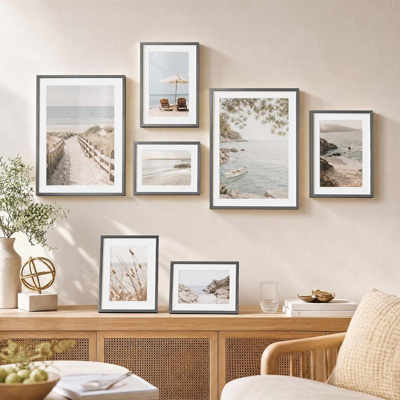 Fun Memories إطار صور ألومنيوم 6x8 من ذكريات ممتعة - إطارات صور ألومنيوم 6x8 مع حشوة قابلة للإزالة مقاس 5x7 مع زجاج - مثالي للعرض على الحائط أو الطاولة - يتضمن ملحقات تعليق وخطاف حائط (رمادي -1P) - Image 2