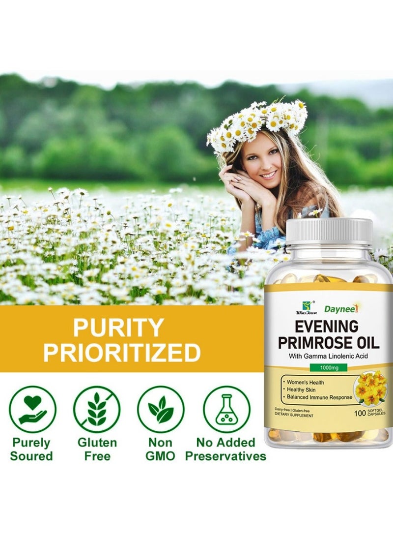 Wins Town Daynee Evening Primrose Oil Soft Capsule Increase Skin Elastic  Achieve Skin  Fair, Soft, Smooth，The Anti-aging and Antioxidant Properties Help to Reduce Wrinkles Rejuvenate the Skin 100 Tablets  - Image 3