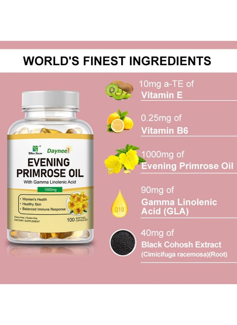 Wins Town Daynee Evening Primrose Oil Soft Capsule Increase Skin Elastic  Achieve Skin  Fair, Soft, Smooth，The Anti-aging and Antioxidant Properties Help to Reduce Wrinkles Rejuvenate the Skin 100 Tablets  - Image 5