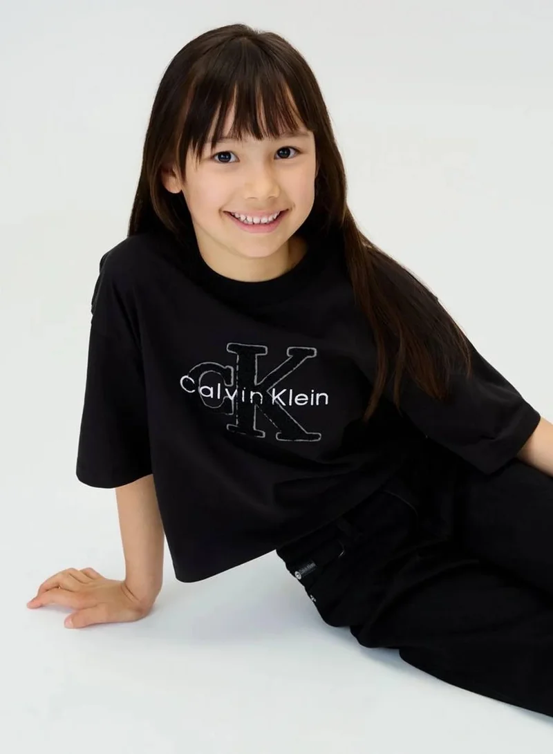 Calvin Klein Jeans Ck Black Toweling Logo T-shirt for Women | Best Price UAE