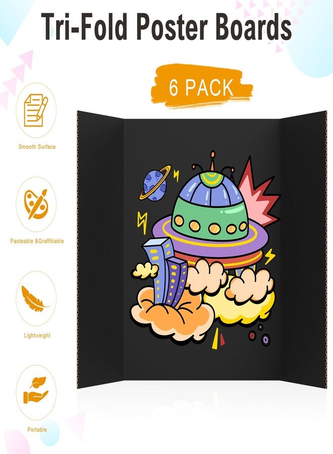 HAUTOCO 6 Pack Trifold Poster Board 26'' x 15.74'' Medium Tri Fold Project Boards Black Corrugated Presentation Cardboard for Science Fairs, School Projects, Event Displays, Business - Image 4