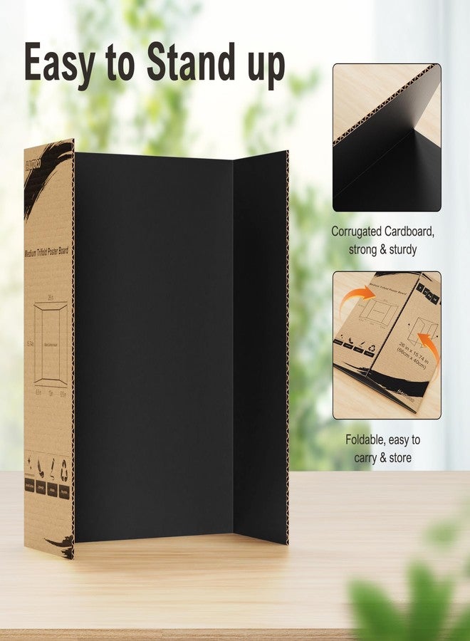 HAUTOCO 6 Pack Trifold Poster Board 26'' x 15.74'' Medium Tri Fold Project Boards Black Corrugated Presentation Cardboard for Science Fairs, School Projects, Event Displays, Business - Image 3