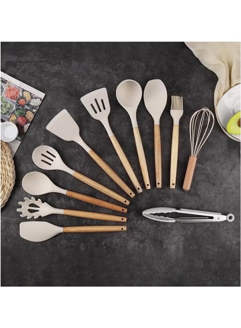Huitich 19-Piece Beige Silicone Kitchen Utensil Set with Knives, Cutting Board & Tools  - Image 3