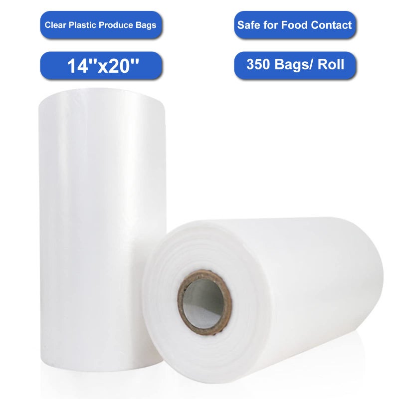 LabelMore LabelMore 14'' x 20'' Plastic Produce Bags on a Roll  Clear  Food Storage Bags for Bread  Vegetable  Fruits and Meat  350 Bags/Roll  1 Roll  - Image 2