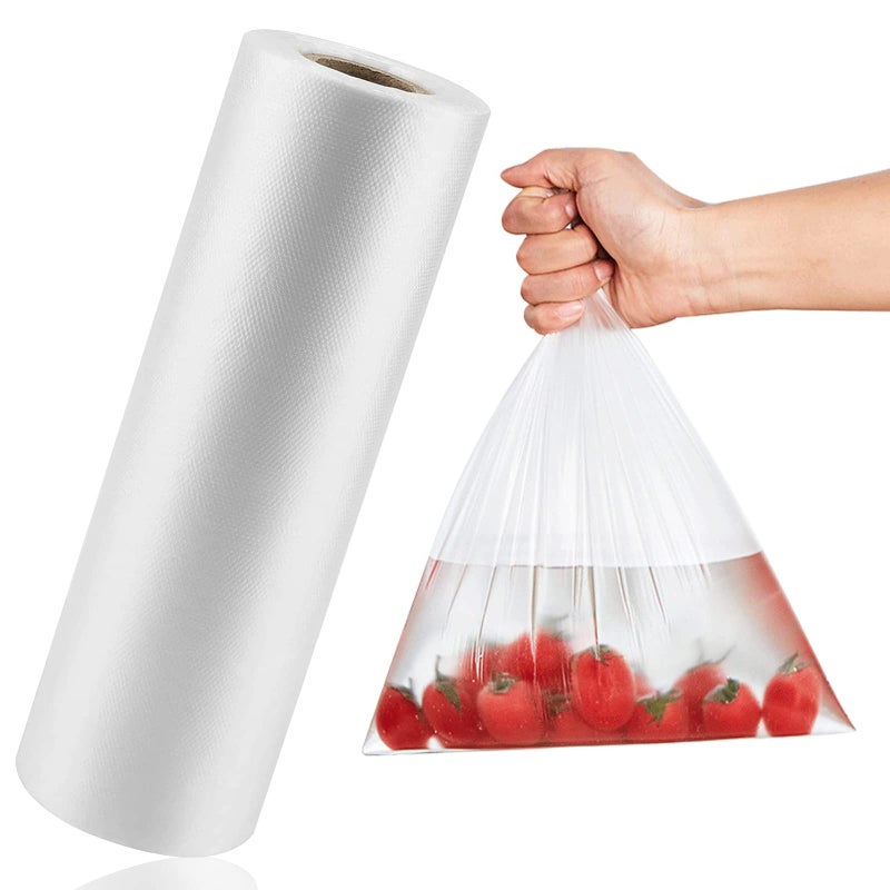 LabelMore LabelMore 14'' x 20'' Plastic Produce Bags on a Roll  Clear  Food Storage Bags for Bread  Vegetable  Fruits and Meat  350 Bags/Roll  1 Roll  - Image 1