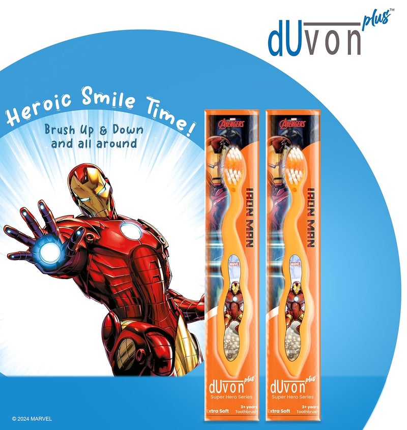 DUVON فرشاة أسنان سلسلة مارفل أفنجرز - كابتن أمريكا وآيرون مان (زوج من 2) - Image 5