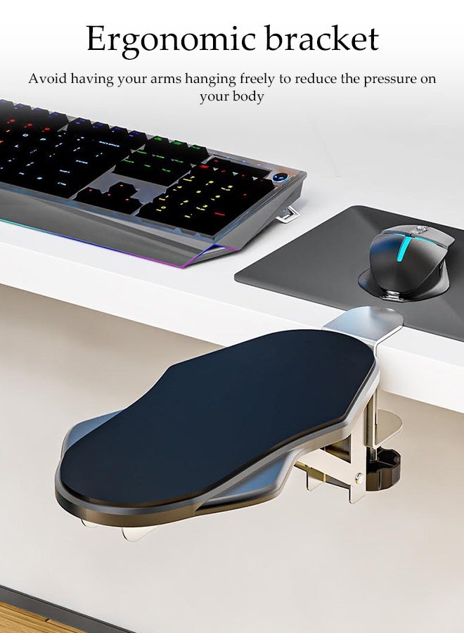 DUNISO Computer Arm Elbow Support，Ergonomic Foldable Elbow Rest for Computer Desk，Adjustable Rotating Desk Extender Tray，for Couch Keyboards Office Chair Car Massage Table，Black - Image 4
