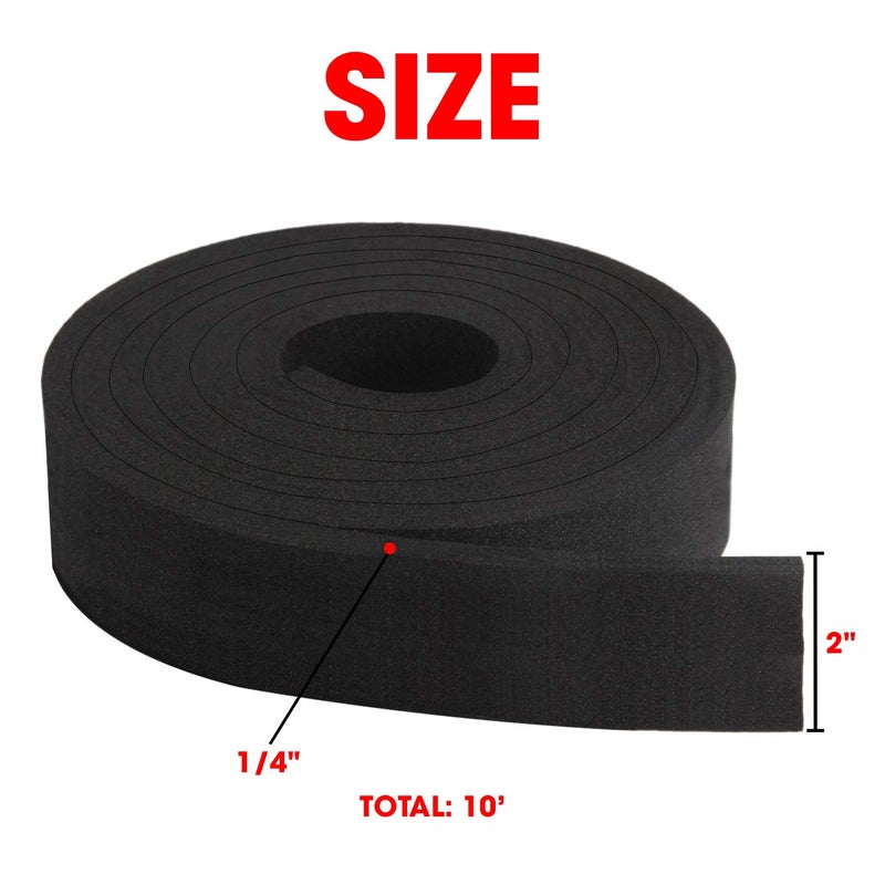 Dualplex Neoprene Foam Strip Roll by Dualplex, 2" Wide x 10' Long x 1/4" Thick, Weather Seal High Density Stripping Non Adhesive â€“ Weather Strip Roll Insulation Foam Strips - 10 Feet Long - Image 3