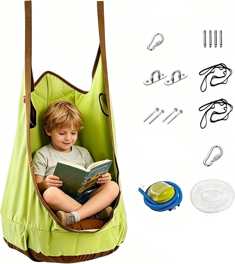 LinJie Kids Pod Swing Seat, Child Hammock Swing Chair, Sensory Swing for Indoor and Outdoor Use, with Air Cushion - Image 1