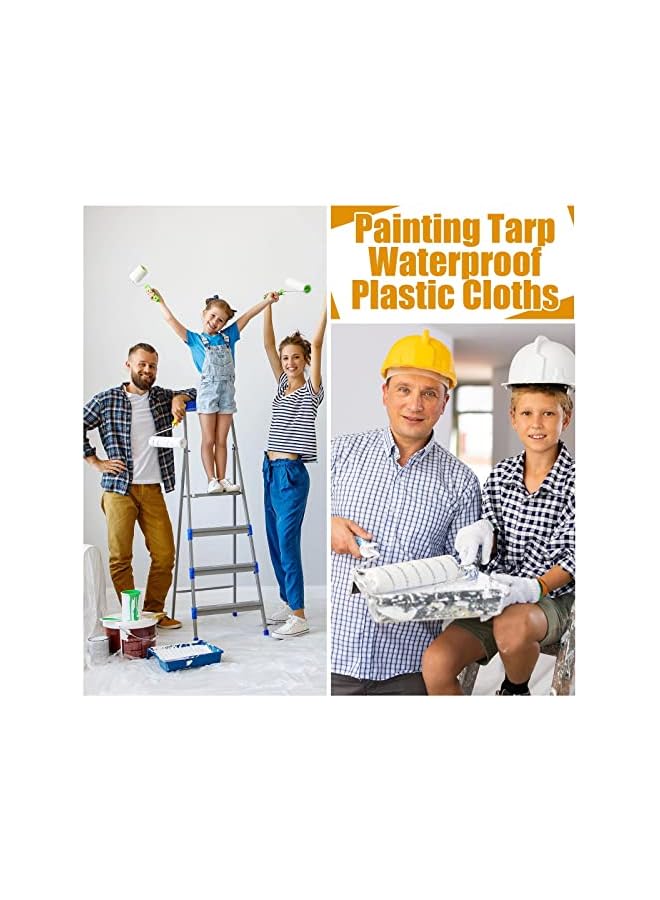 The Bros 10pcs Clear Plastic Drop Cloth 13 x 10 Feet Plastic Sheeting Disposable Plastic Tarp Waterproof Plastic Cover for Painting Dustproof Plastic Furniture Cover Wall Protection Film Clear Cloth for Couch  - Image 5