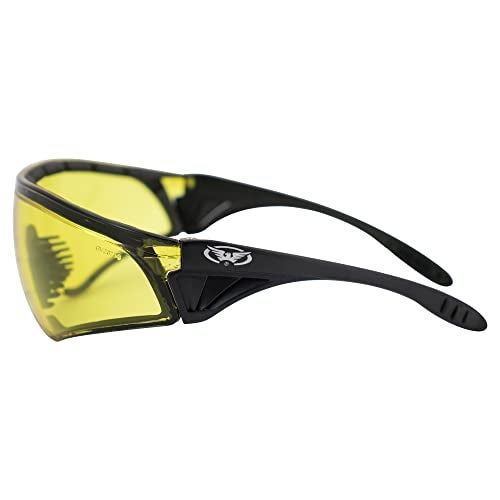 Global Vision PYTHON PADDED WRAP AROUND RIDING & SAFETY GLASSES YELLOW LENS Z87.1 - Image 4