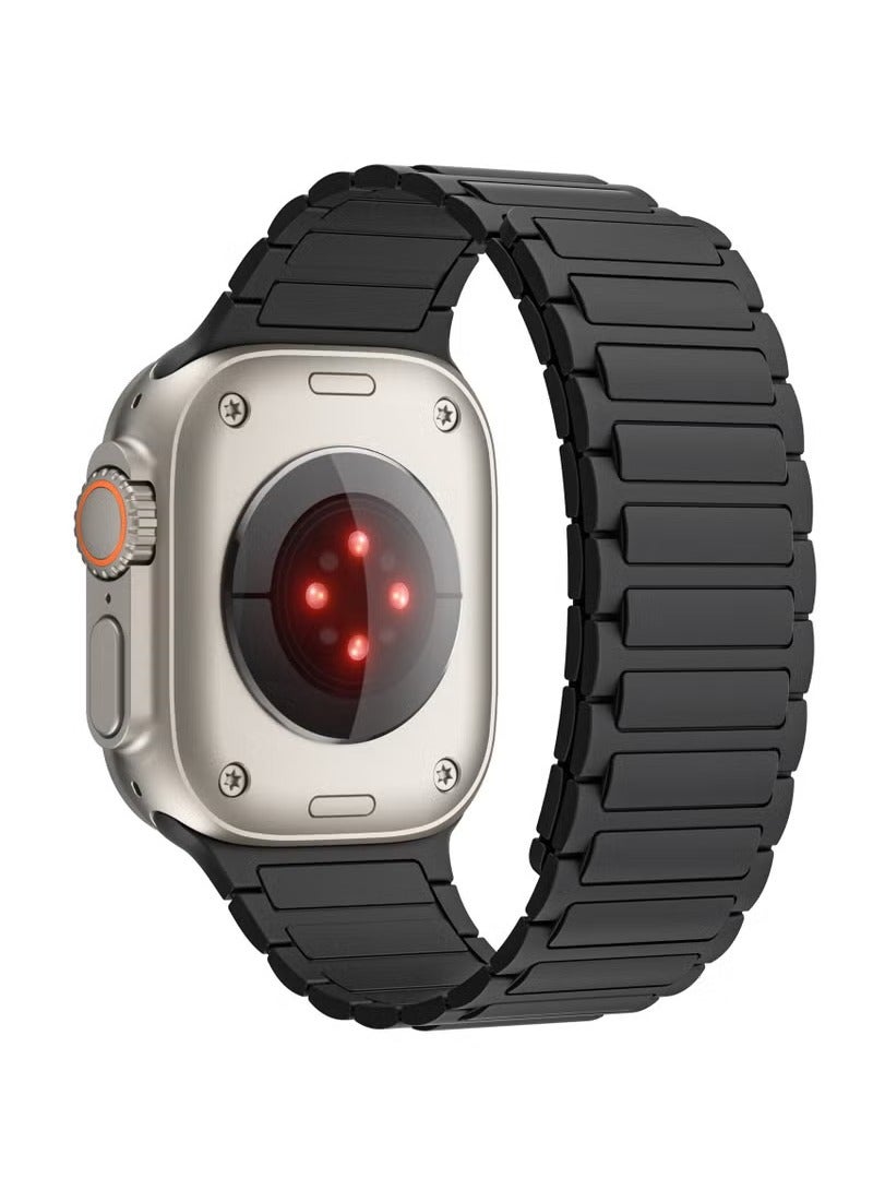 Magnetic Silicone Band for Apple Watch Ultra Ultra2/ 9 8 7 6 5 4 3 2 1 SE,Soft Silicone Waterproof Strap Wristbands Compatible with iWatch Apple Watch Series Ultra 49mm 45mm 44mm 42mm Women Men - Image 3