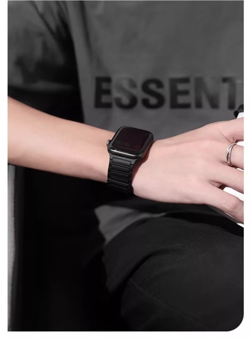 Magnetic Silicone Band for Apple Watch Ultra Ultra2/ 9 8 7 6 5 4 3 2 1 SE,Soft Silicone Waterproof Strap Wristbands Compatible with iWatch Apple Watch Series Ultra 49mm 45mm 44mm 42mm Women Men - Image 4