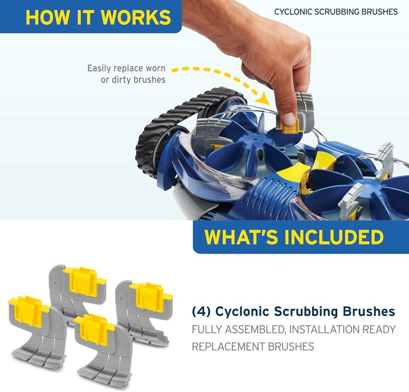 Zodiac Genuine Parts Cyclonic Srubbing Brushes R0714400, 4-Pack, Replace Dirty or Worn Brushes for MX6, MX6 Elite, MX8, and MX8 Elite, Also Polaris MAXX, Atlas, and Atlas XT - Image 4