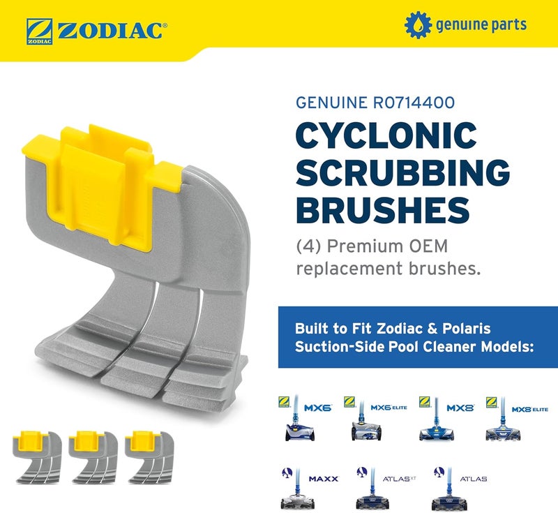Zodiac Genuine Parts Cyclonic Srubbing Brushes R0714400, 4-Pack, Replace Dirty or Worn Brushes for MX6, MX6 Elite, MX8, and MX8 Elite, Also Polaris MAXX, Atlas, and Atlas XT - Image 2