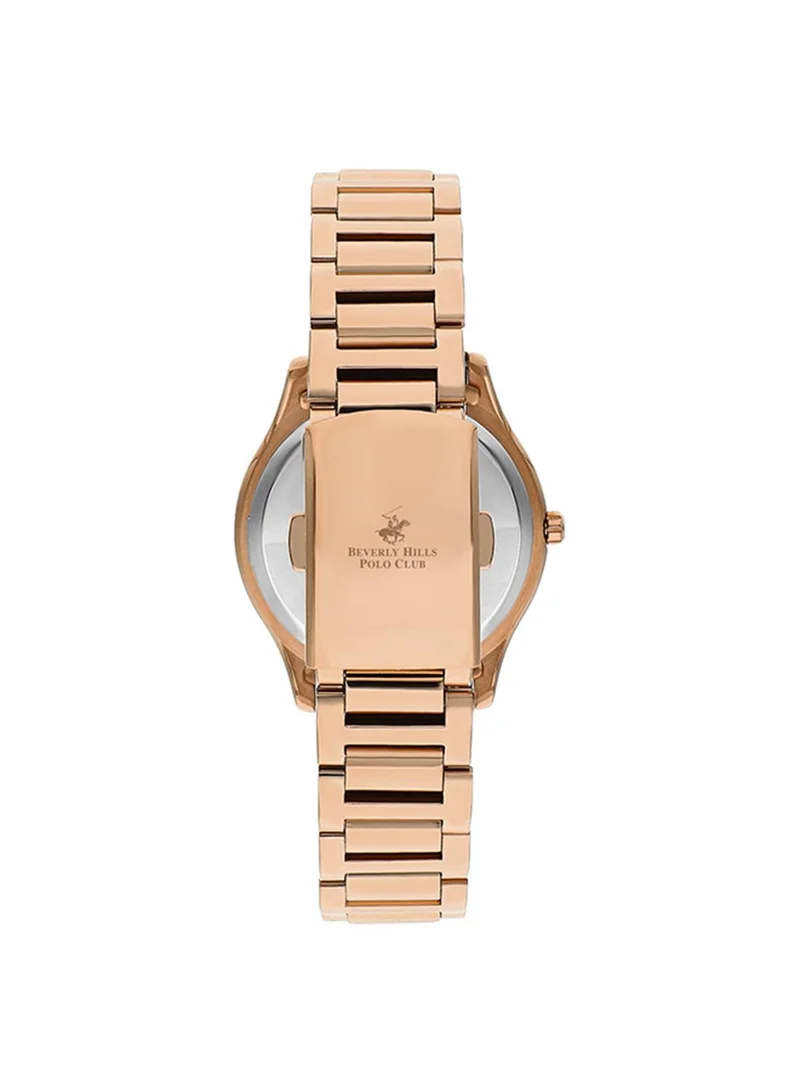 بيفرلي هيلز بولو كلوب Beverly Hills Polo Club Women's VX3J Movement Watch, Multi Function Display and Metal Strap - BP3350X.130, Gold