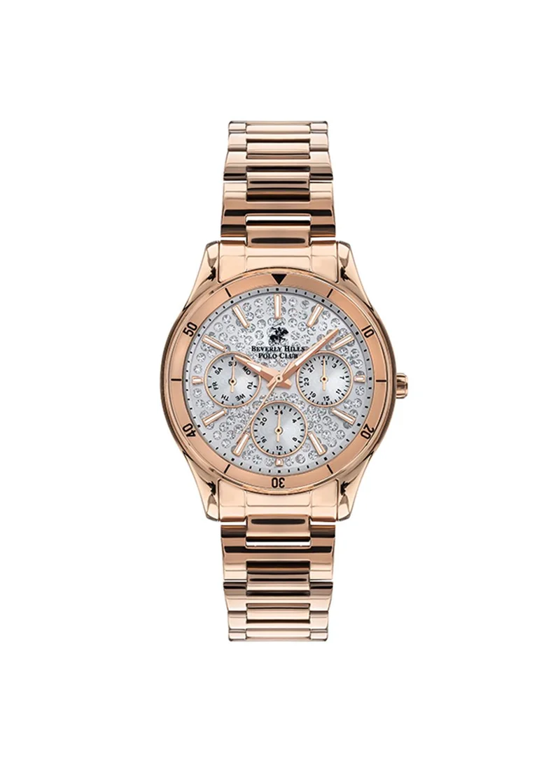 بيفرلي هيلز بولو كلوب Beverly Hills Polo Club Women's VX3J Movement Watch, Multi Function Display and Metal Strap - BP3350X.130, Gold